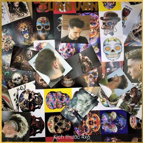 Hình dán, Sticker trang trí cho barber shop, tiệm cắt tóc nam (nhận in theo yêu cầu)