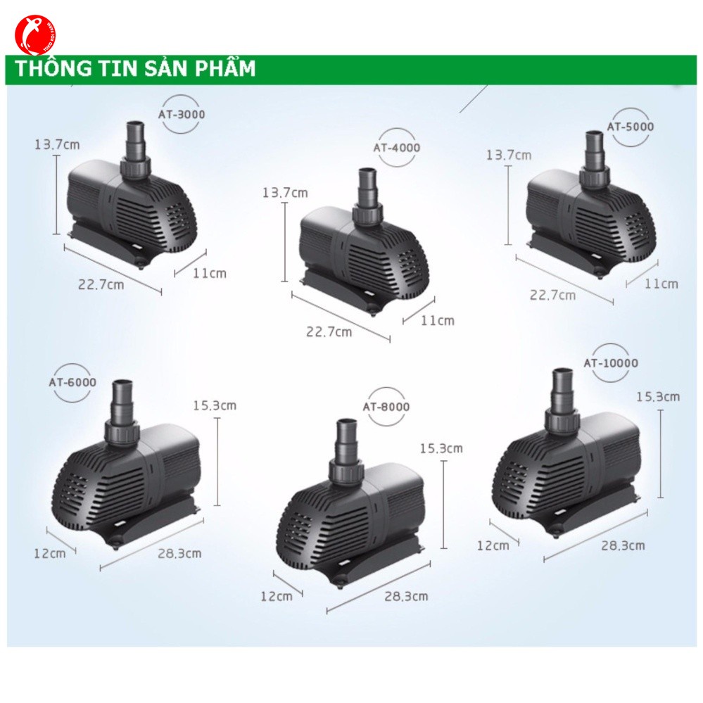 Bơm Nước Bể Cá Atman AT-10000 (90W - 10000L/H - 4M) - Máy Bơm Hồ Cá Tiết Kiệm Điện Và Siêu Bền