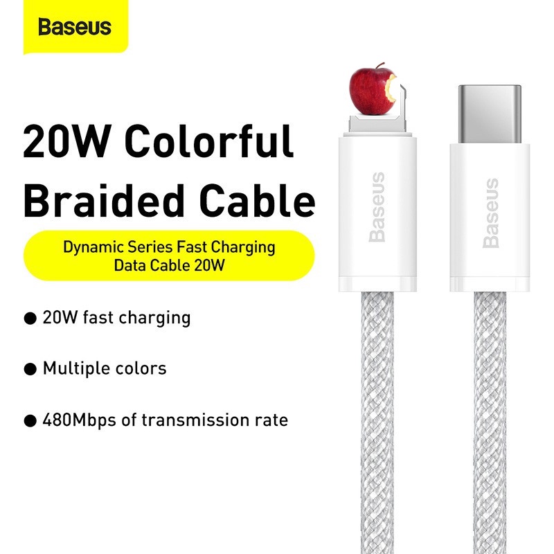 -hshop Dây Cáp Baseus PD 20W Nối Đầu USB-C Sang Đầu Ligh---tning Sạc Nhanh Hỗ Trợ Truyền Dữ Liệu 480Mbps -hshop365