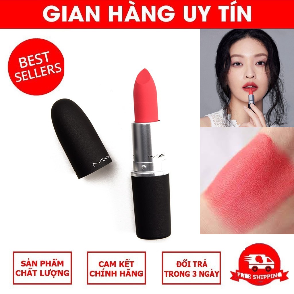 son MAC POWDER KISS màu 308 Hồng san hô