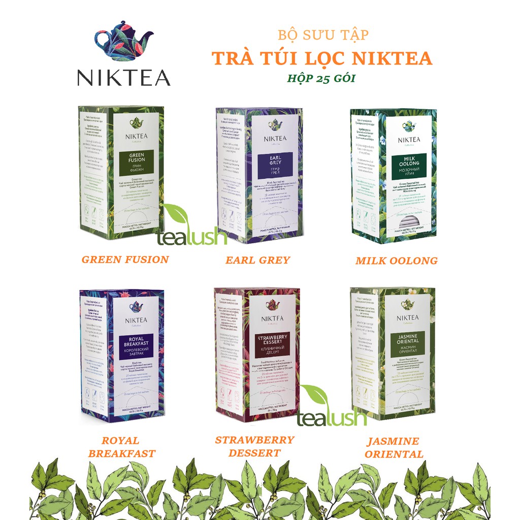 NIKTEA - TRÀ TÚI LỌC TRÀ ĐEN VÀ TRÀ XANH