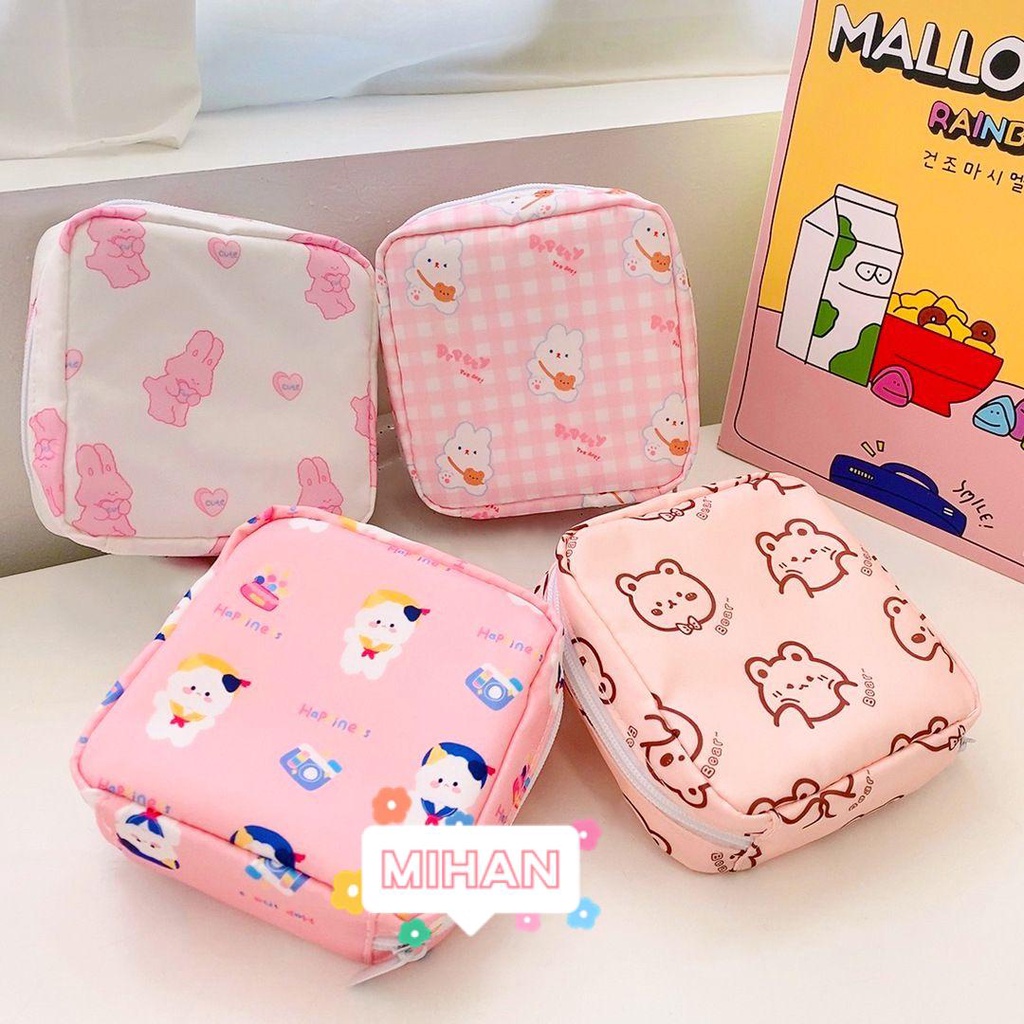 Túi Đựng Mỹ Phẩm / Tai Nghe / Băng Vệ Sinh Hình Gấu MIHAN1 Tiện Dụng Mang Theo Du Lịch