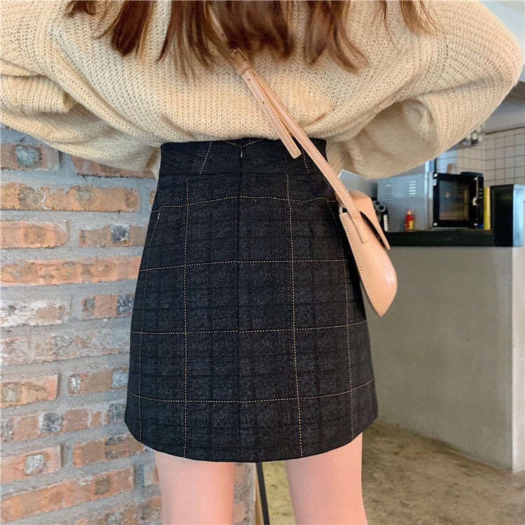 Chân Váy Dạ Skirt Korean High Waist Retro Plaid Tweed A-line Skirt | BigBuy360 - bigbuy360.vn
