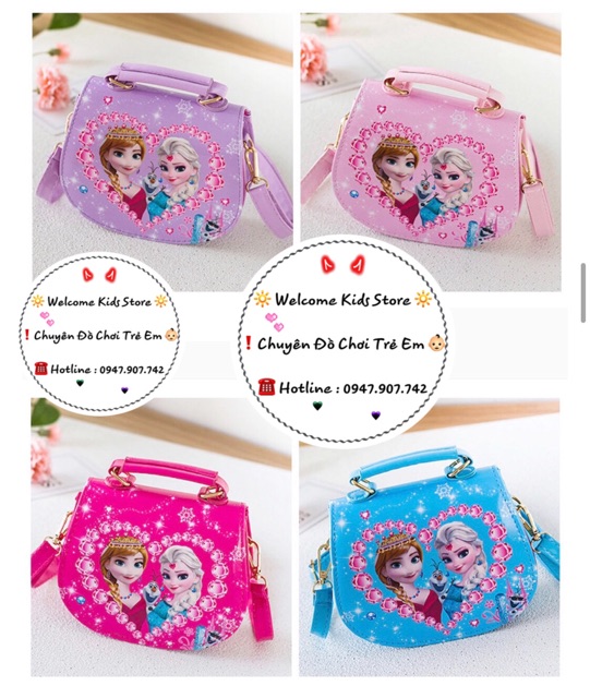 🔥𝐍𝐎𝐖 𝐒𝐇𝐈𝐏🔥 🎀 Đồ Chơi Túi Đeo Thời Trang Công Chúa Elsa, Anna, Hello Kitty, Lọ Lem Da PU Chống Nước Cho Bé