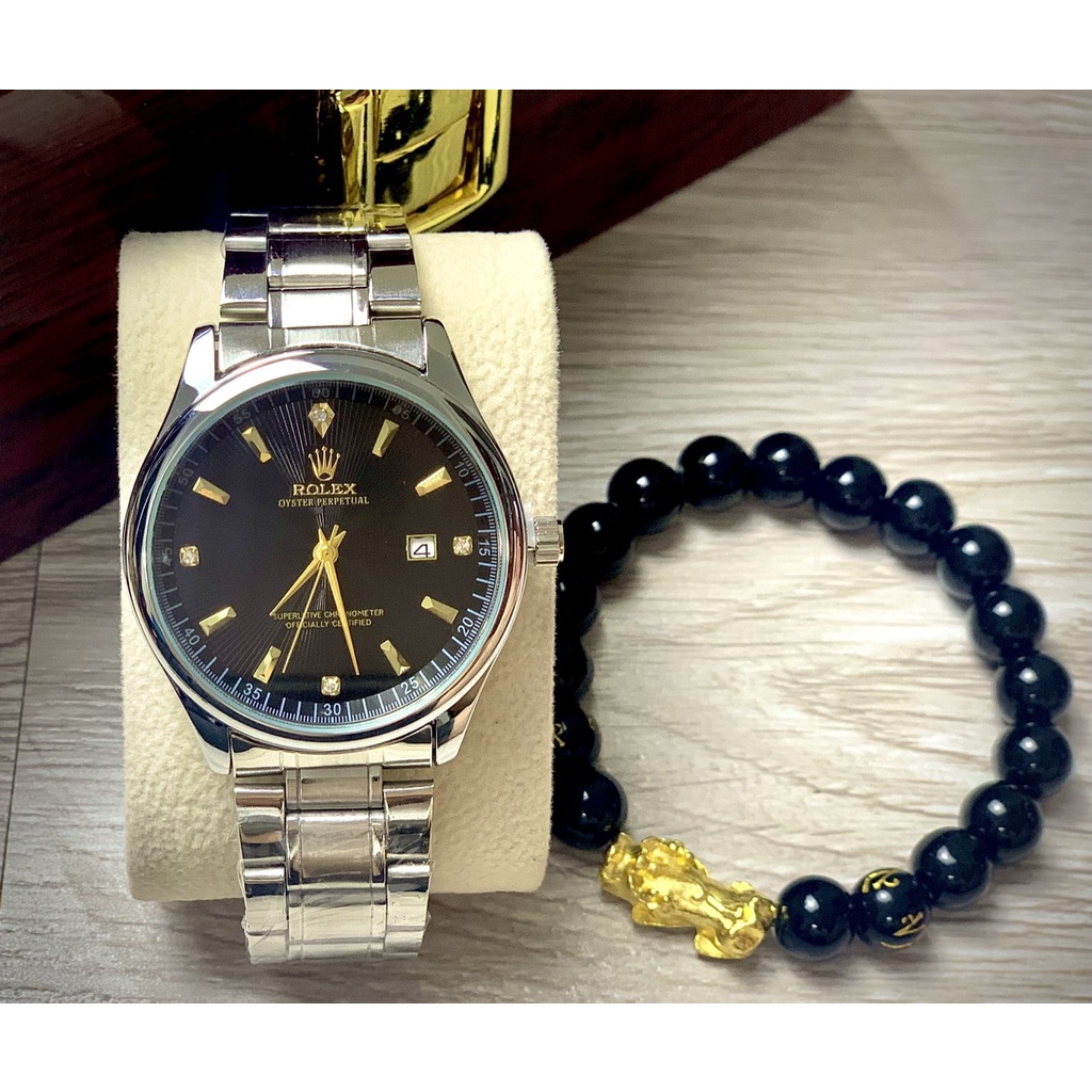 Đồng Hồ Nam Rolex Dây Thép Mặt Vạch Số Có Lịch Ngày Size 40mm Mã RO20 Chống Nước 3Atm - Bảo Hành 12 Tháng - Combo Quà