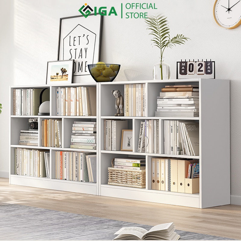 Kệ sách đa tầng để sàn IGA thiết kế hiện đại nhiều ngăn chứa đồ - GP217