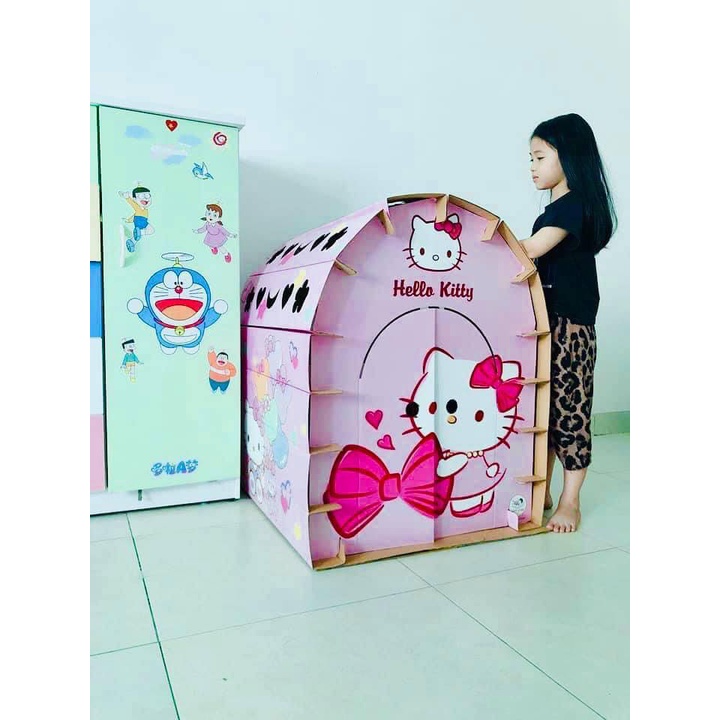 Nhà Bìa Giấy Carton Lắp Ghép An Toàn Hình HELLO KITTY