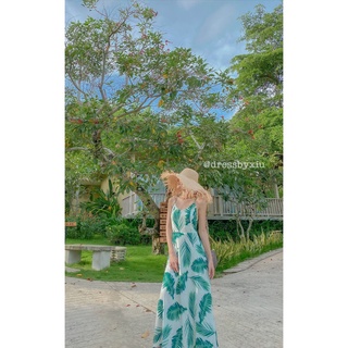 Đầm Maxi Hở Lưng Trắng Hoạ Tiết Lá Cây [ ẢNH THẬT CHỦ SHOP CHỤP ] - HÀNG CÓ SẴN
