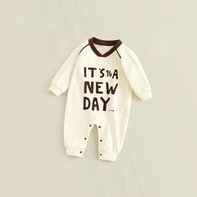 Áo Liền Quần Bằng Cotton Thời Trang Xuân Thu Cho Trẻ Em 0-18 Tháng Tuổi