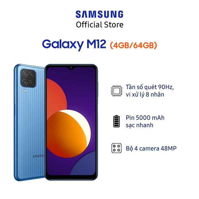 [Mã ELMALL1TR giảm 5% đơn 3TR] Điện Thoại Samsung Galaxy M12 (4GB/64GB) - Hãng Phân Phối Chính Thức | BigBuy360 - bigbuy360.vn
