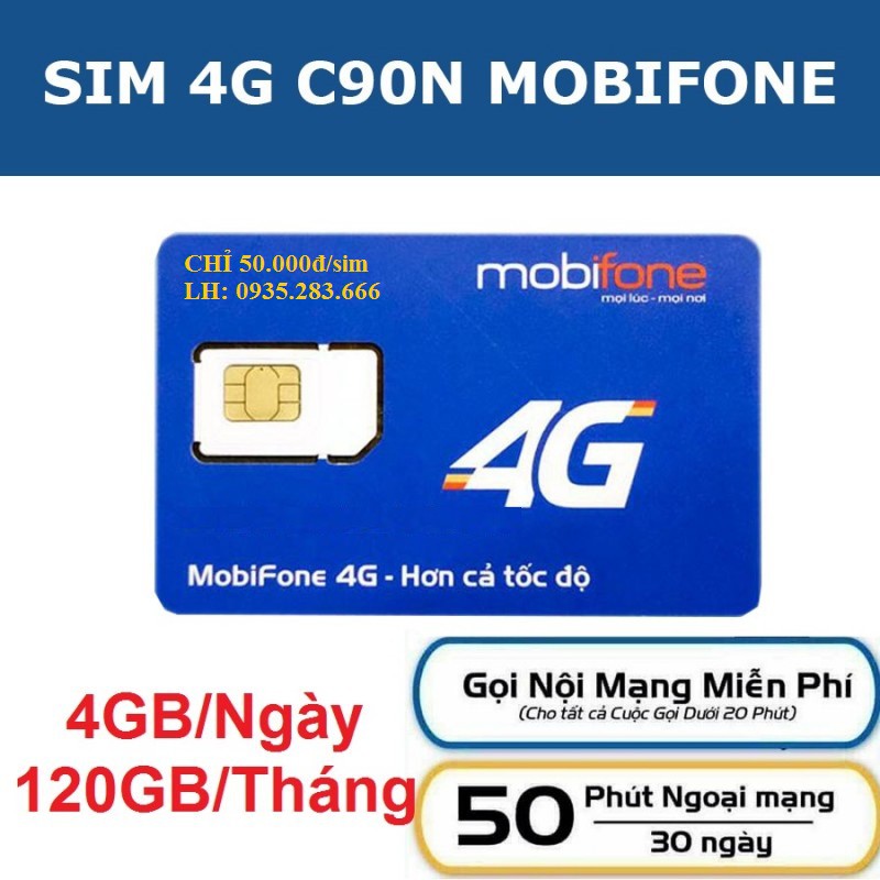 sim 4g mobifone c90N 4gb/ ngày số đẹp đuôi tam hoa 0,1,2,3