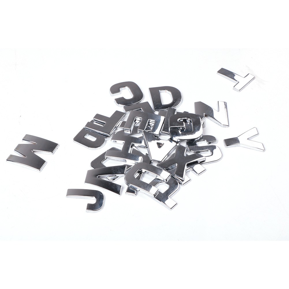OM Miếng dán chữ cái từ A-Z và 0-9 nổi 3D trang trí xe hơi