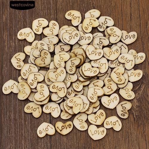 Set 100 Nút Gỗ Hình Trái Tim Xinh Xắn Dùng Để Trang Trí Đồ Thủ Công