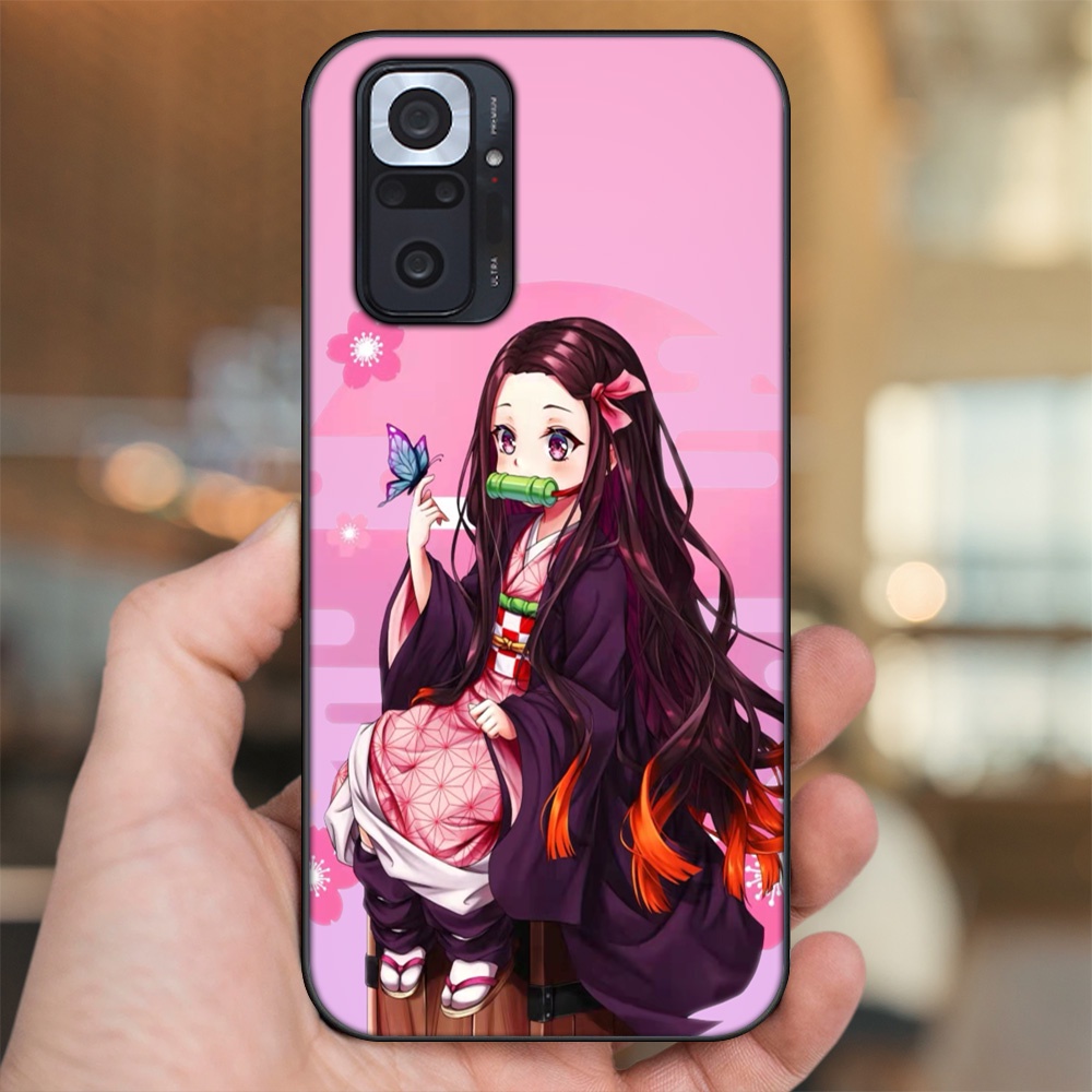 Ốp lưng Xiaomi Redmi Note 10 Pro viền đen in hình Nezuko Kimetsu no Yaiba
