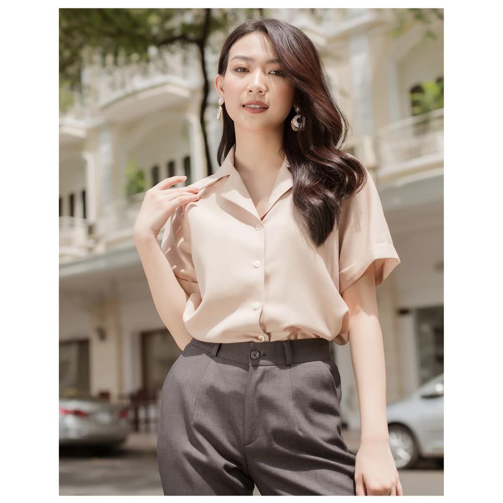 Áo Sơ Mi Nữ Ngắn Tay, Áo Kiểu Nữ Dáng Suông Đẹp Kiểu Cách Hàn Quốc, Chất Vải Cao Cấp, Mát Mịn Tôn Màu Da | Giftylady | BigBuy360 - bigbuy360.vn