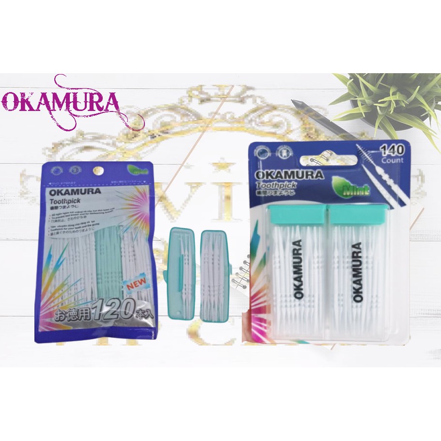 Okamura - Tăm nhựa Okamura chất lượng Nhật Bản (bịch 120 cây/140 cây)