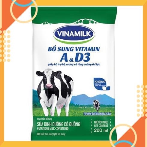 SỮA VINAMILK CÓ ĐƯỜNG/ KHÔNG ĐƯỜNG/ TÚI 220ML date mới