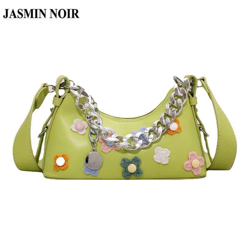 Túi đeo chéo JASMIN NOIR da pu họa tiết hoa và mặt trăng thời trang cho nữ