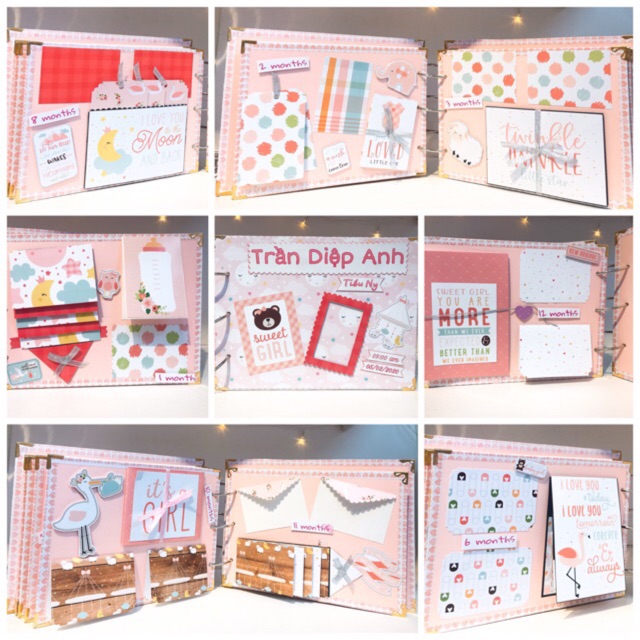 [Tổng hợp mẫu] Album handmade Scrapbook cho bé gái