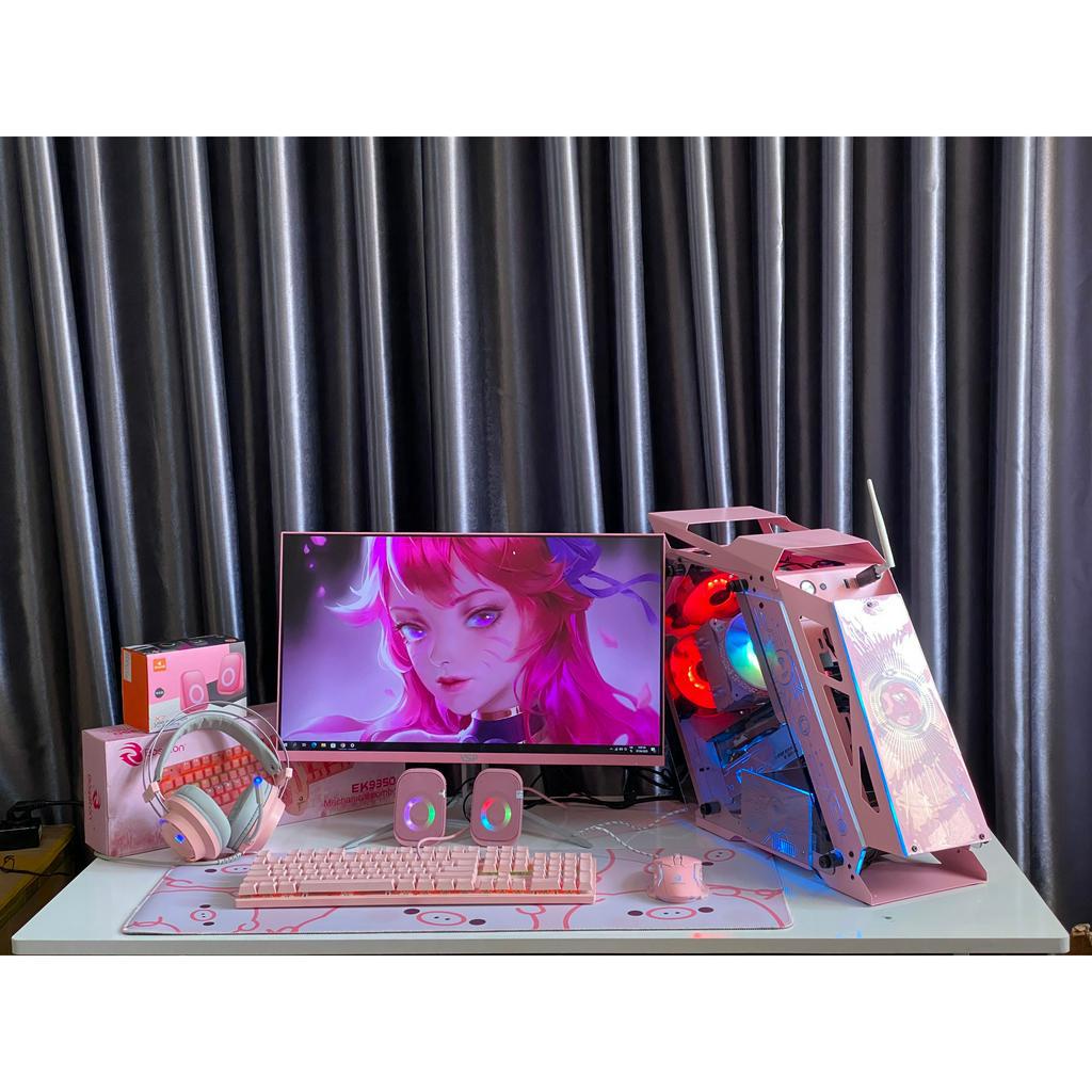 Full bộ PC Gaming MÀU HỒNG Xinh Xắn kèm Màn hình 24inch Full HD chiến Game Fifa 4, Audition, Liên Minh, Liên Quân,..