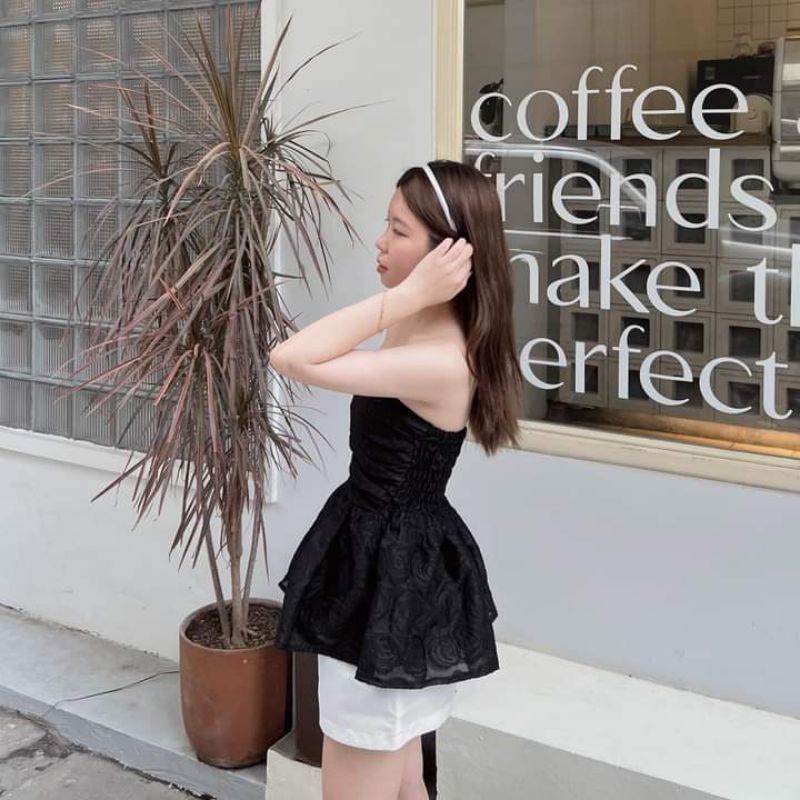 🌸🌸Áo trễ vai tơ hoa hồng mặc đc 2 kiểu xinhh lắmm lunn❤❤