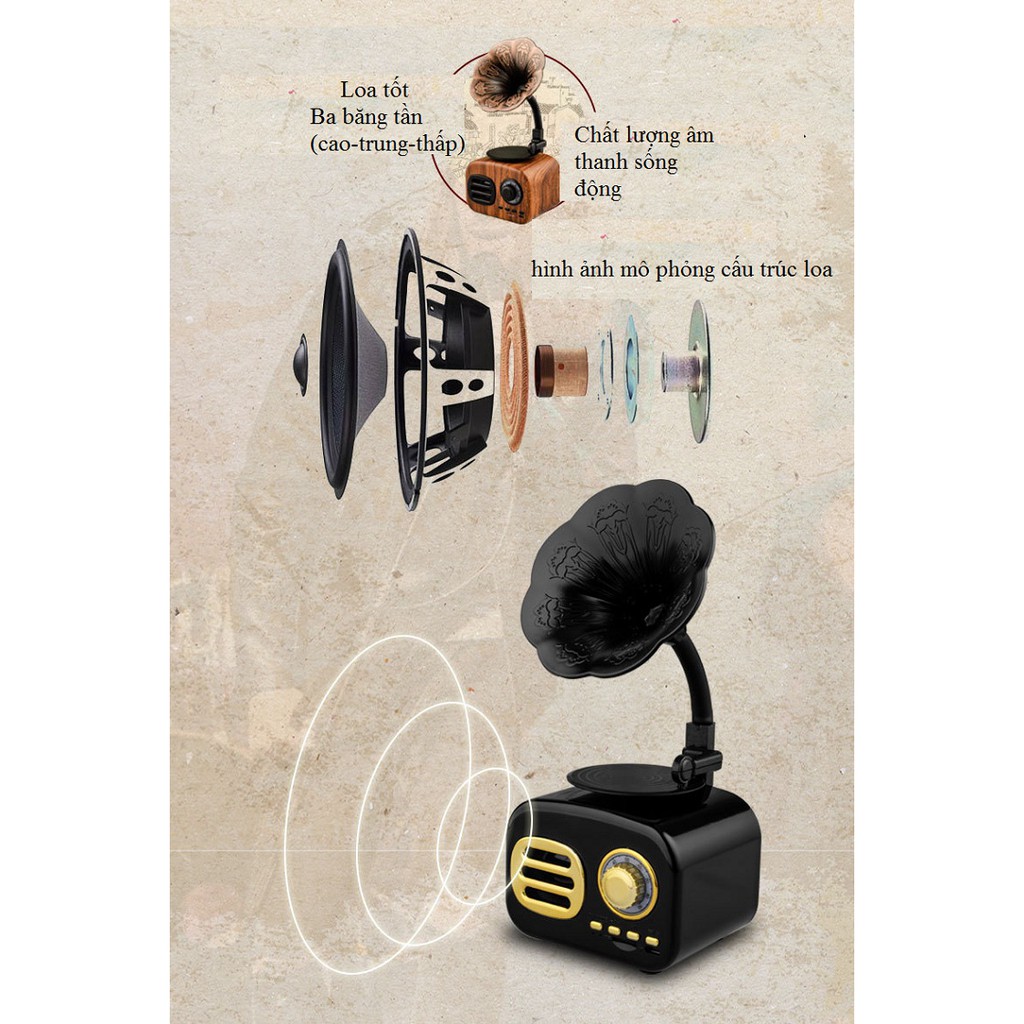 Loa Bluetooth Huqu FT05-Hình dáng cổ điển
