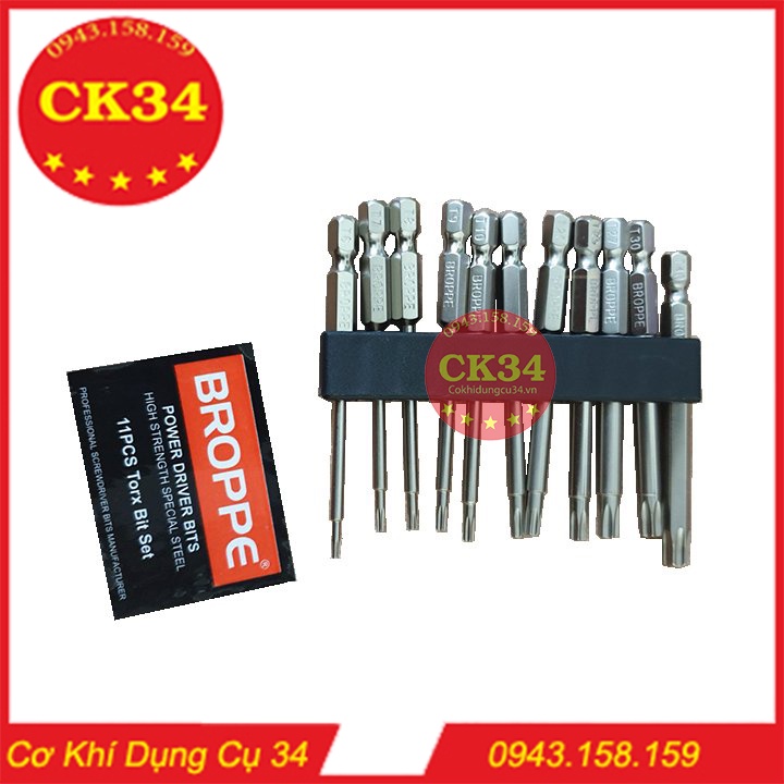 Bộ 11 Hoa Thị có lỗ, Lục Giác Bông Cho Máy Khoan, bắn vít hãng BROPPE