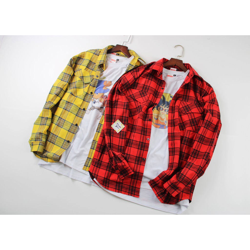 Áo sơ mi Flannel - Kẻ đỏ - Kẻ vàng | BigBuy360 - bigbuy360.vn