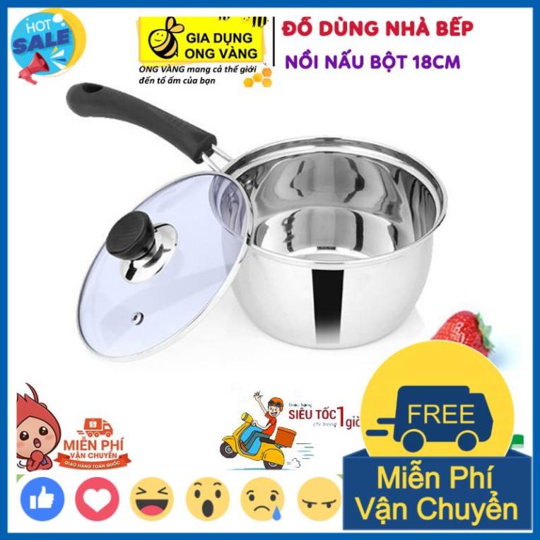 Nồi Nấu Bột, Nấu Cháo Đồ Ăn Dặm Cho Bé Inox 304 Size 18Cm Dày Dặn, Cao Cấp