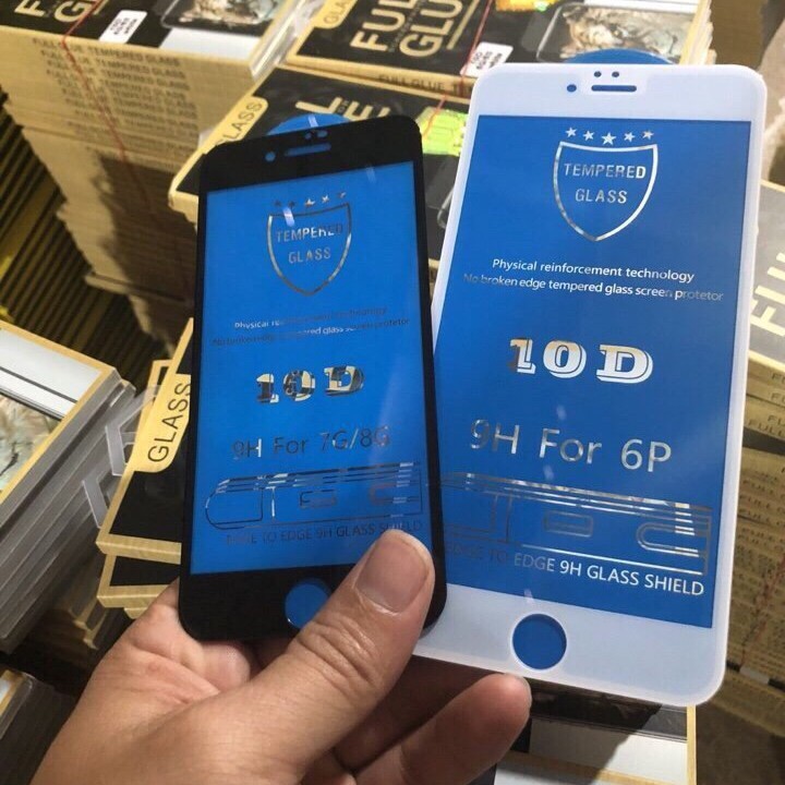 Kính cường lực 10D cho ip 6Plus/6SPlus/6/6s/7 8 7plus 8plus X Xs Xsmax, 11,11 Pro, 11 Pro Max siêu bền