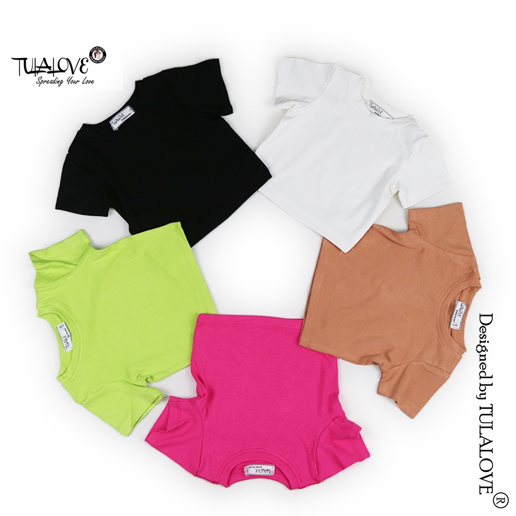 Áo Croptop Cho Bé Gái Cộc Tay Vải Co Dãn Cực Mạnh Áo Croptop Áo Thun Cho Bé Tulalove