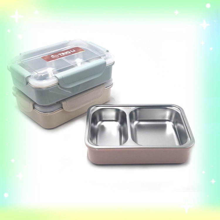 Hộp Đựng Cơm 2 Ngăn Inox Dung Tích 640ml