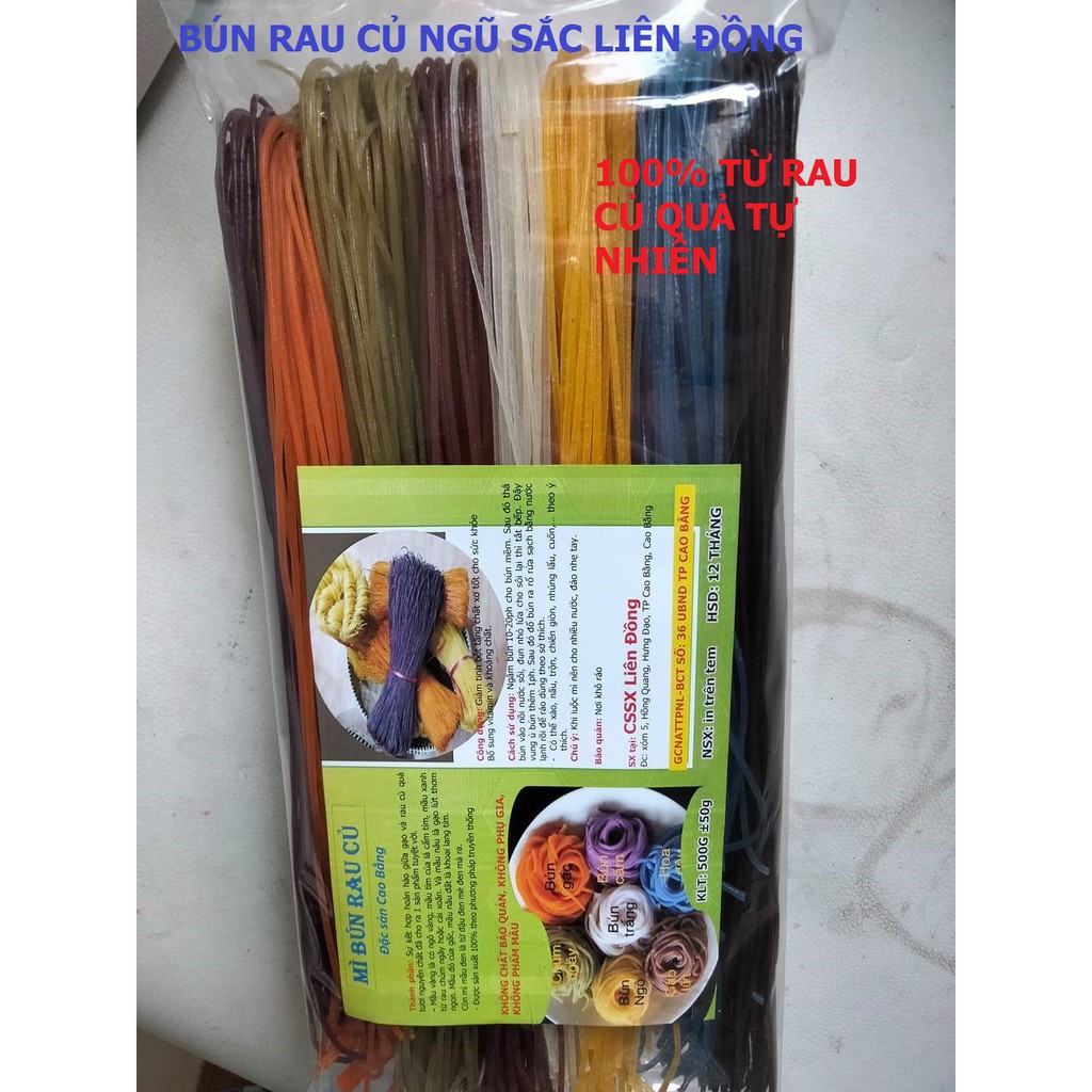 Ăn kiêng Eat Clean -Mì bún rau củ ngũ sắc, Bún khô Liên Đồng. (Bún mix 5 mầu)