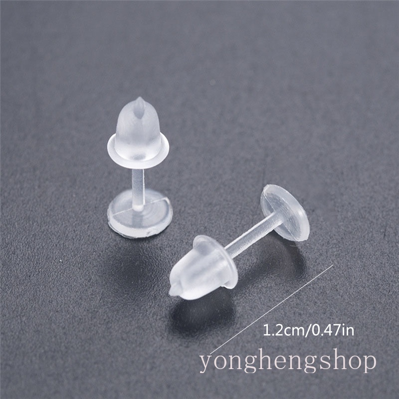 Bộ 50 Khuyên Xỏ Tai Bằng Nhựa Trong Suốt Chống Dị Ứng Phong Cách Đơn Giản