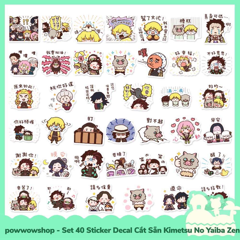 [Sẵn VN - Hỏa Tốc] Set 40 Sticker Mini Decal Dán Trang Trí Vật Dụng Mẫu Kimetsu No Yaiba The Days Of Zenitsu