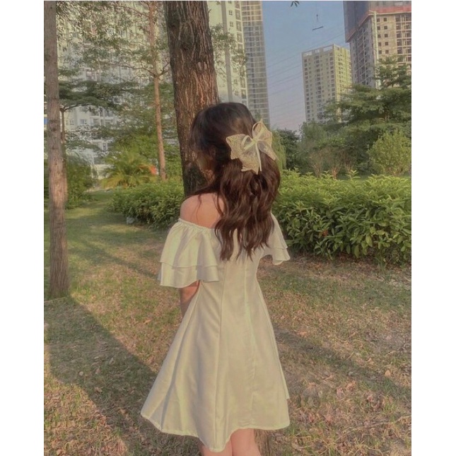 Váy xoè 🌸 Đầm trễ vai màu trắng tay bồng style Hàn Quốc Ulzzang dành cho nữ PHULA V05 | BigBuy360 - bigbuy360.vn