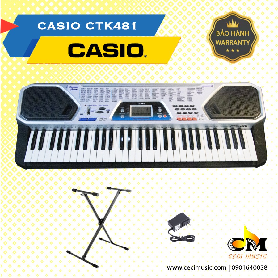 Đàn Organ Casio CTK481 sản xuất tại Nhật Bản,61 phím, phù hợp cho người bắt đầu,người học nâng cao