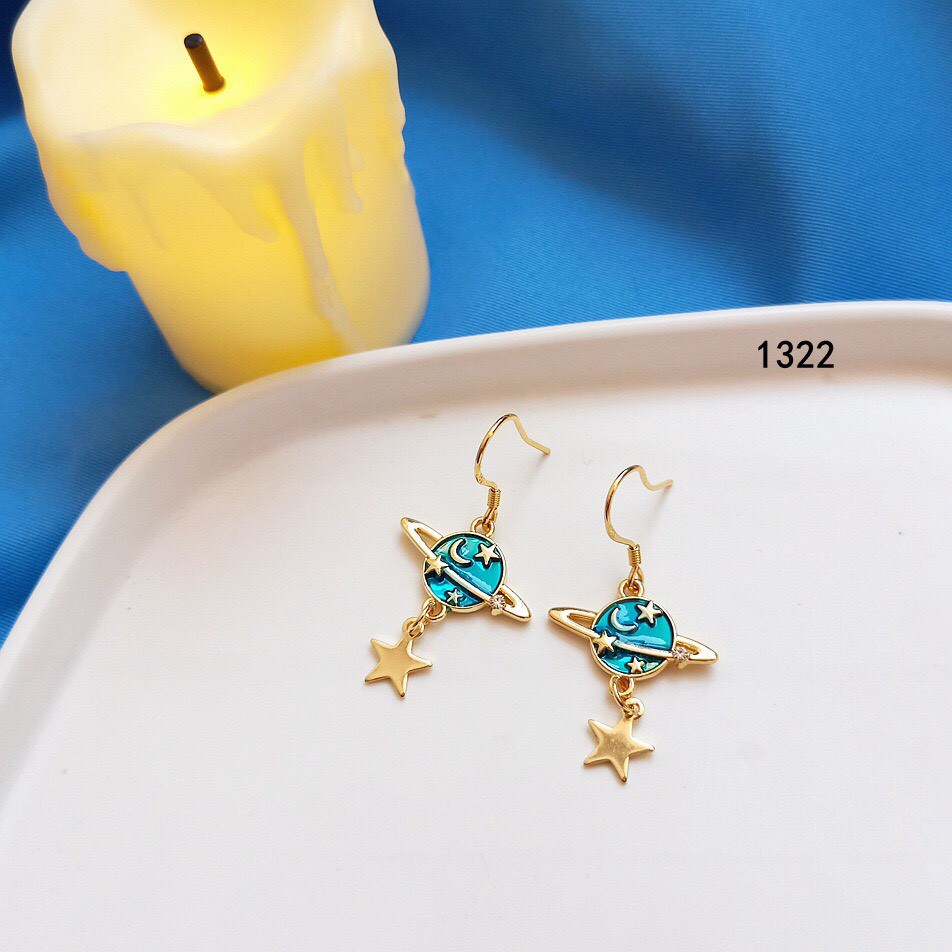 Bông Tai nữ Hàn Quốc phong cách thiên hà vũ trụ xanh Mayconner