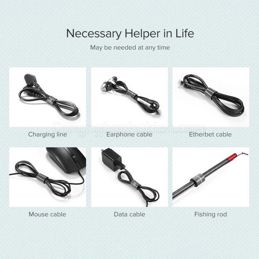 Cáp dán xé cuốn gọn dây sạc dây tai nghe dây điện dây cáp UGREEN Cao cấp Cable Tie Wire Winder Nylon Tape 17cm