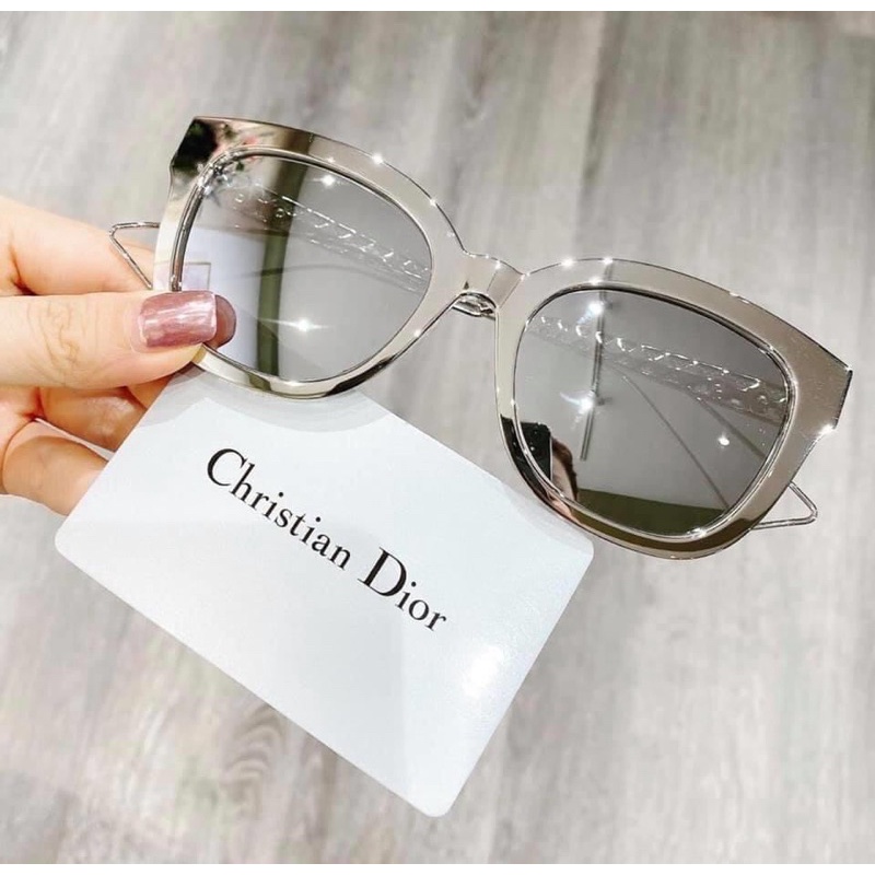 Kính thời trang dior gọng bạc măt tráng gương