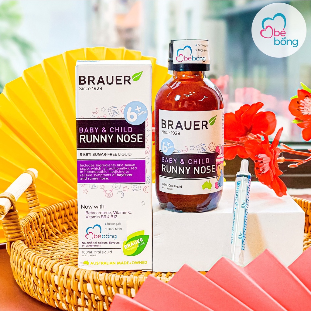 Siro sổ mũi Runny nose Brauer Úc 100ml (Trẻ từ 6 tháng - 12 tuổi) date 09/2024