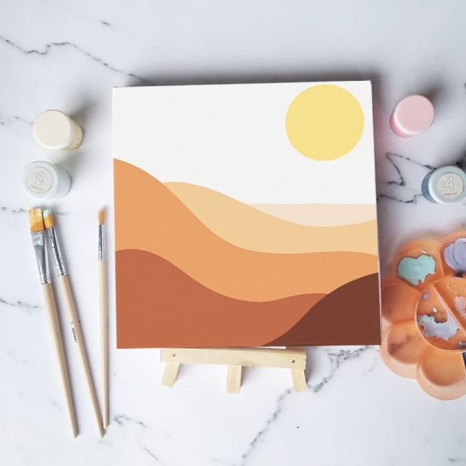 Bộ Tranh Vải Canvas 20X20Cm Họa Tiết Phong Cảnh Sa Mạc Độc Đáo Đẹp Mắt