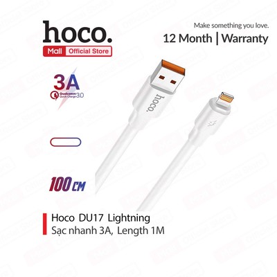 Cáp sạc nhanh 3A Hoco DU17 dây TPE siêu bền hỗ trợ truyền dữ liệu dài 1M cho Smartphone
