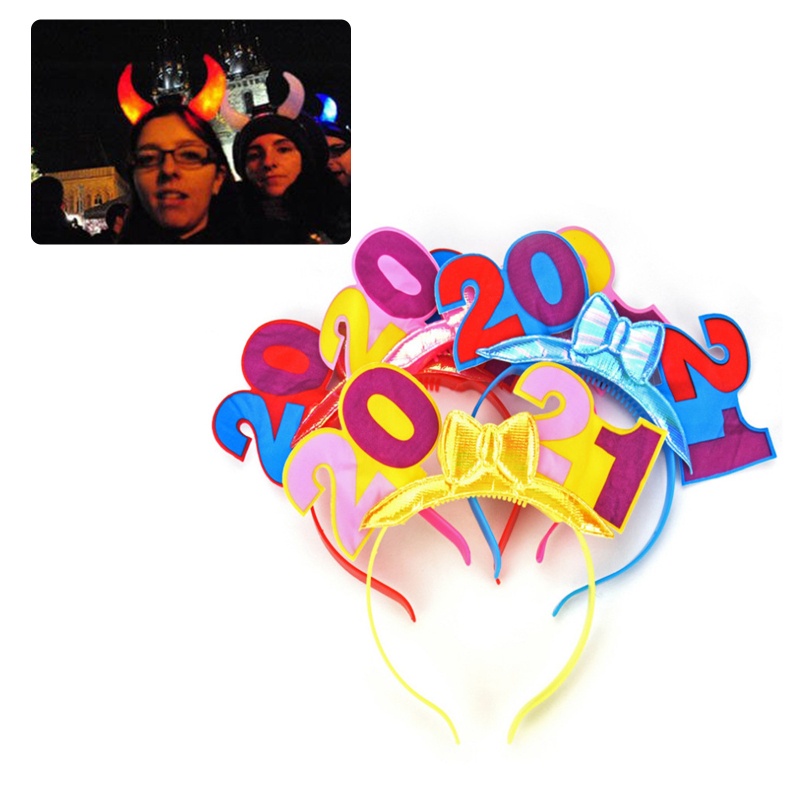 Flgo Băng Đô Hình Nơ Có Đèn LED Phát Sáng Mừng Năm Mới 2021