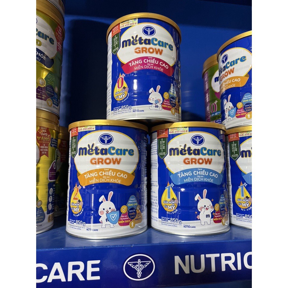 Sữa bột Nutricare MetaCare GROW 1+/2+ tăng chiều cao và miễn dịch lon 850g