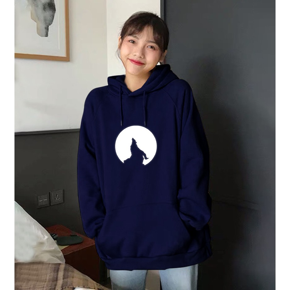 Áo hoodie Unisex dạ quang - Áo khoác nỉ phản quang họa tiết chó sói in cao cấp