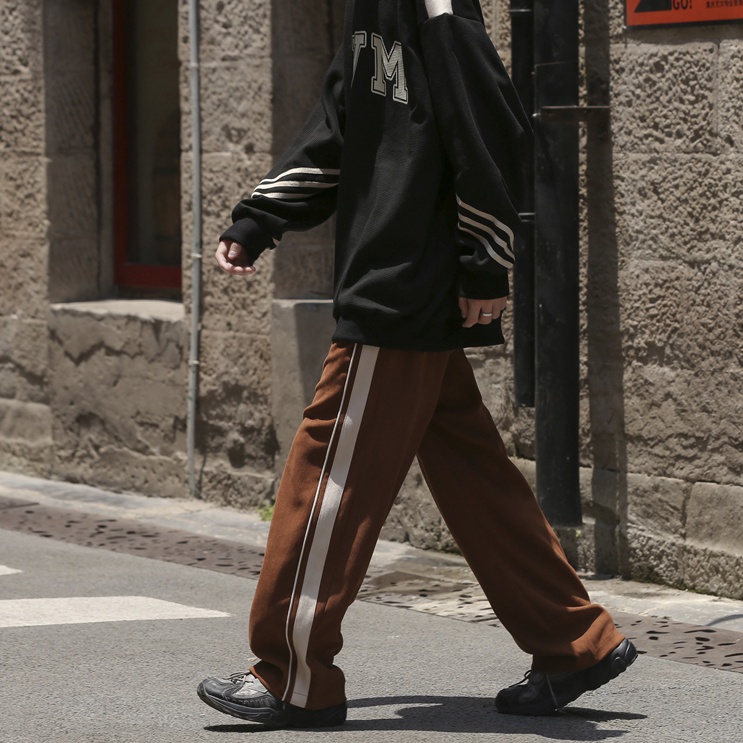 Quần thể thao SUXI ống rộng màu sắc tương phản phong cách Hàn Quốc thời trang dành cho nữ