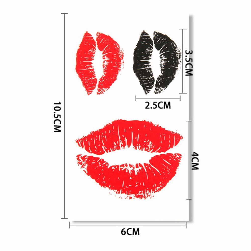 Hình Xăm Dán Tạm Thời Hình Đôi Môi / Môi Màu Đen Gợi Cảm Chống Nước