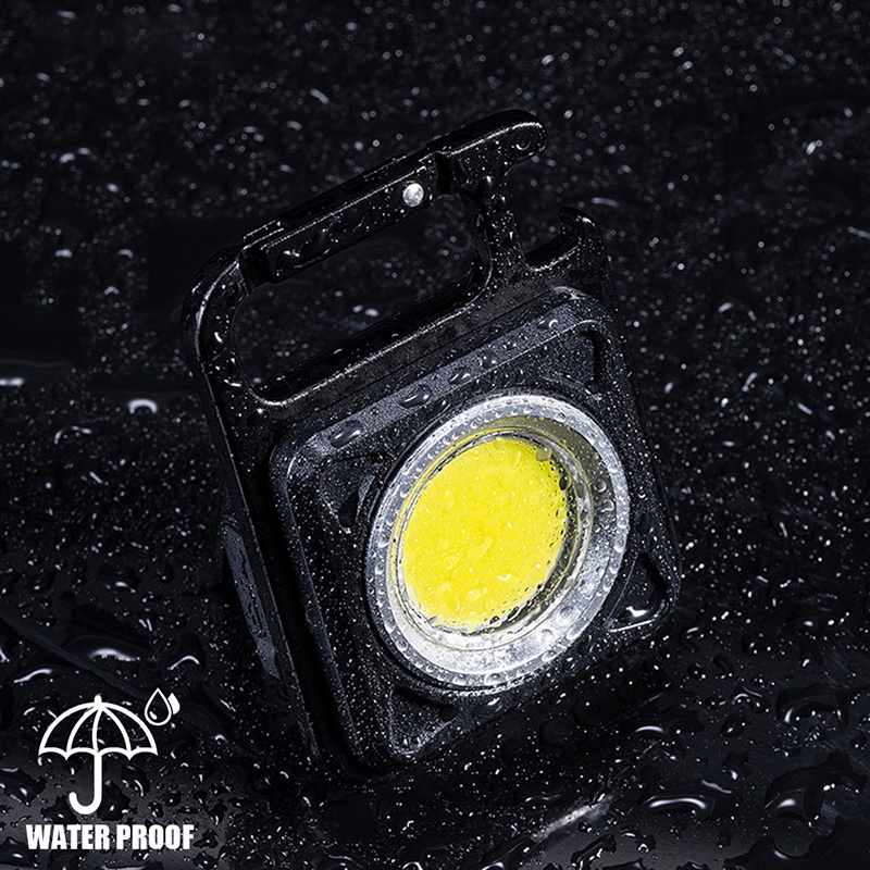 Đèn led mini COB 800 Lumens - Đèn pin siêu sáng có móc khóa đa năng chống nước, sạc usb tiện dụng