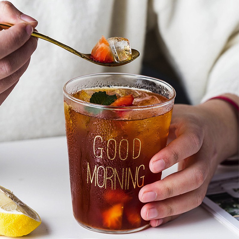 Cốc thủy tinh chịu nhiệt SWEEJAR in chữ Good Morning xinh xắn